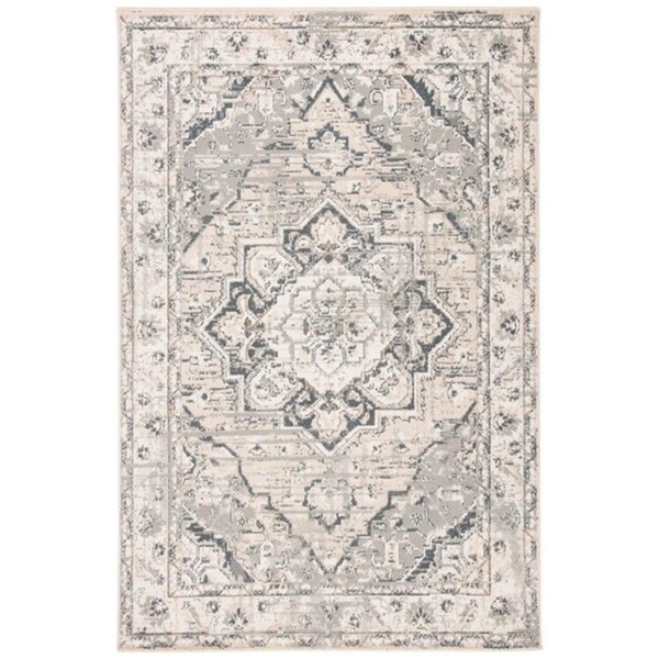Safavieh 4 ft. 5 in. x 6 ft. 5 in. Pyramid Traditional Rectangle Power Loomed Rug - Ivory & Gray - PYR268A-4