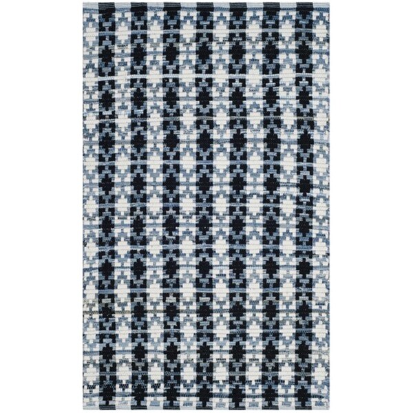 Safavieh Montauk Small Rectangle Area Rug, Ivory Blue and Black - 4 x 6 ft. - MTK123A-4