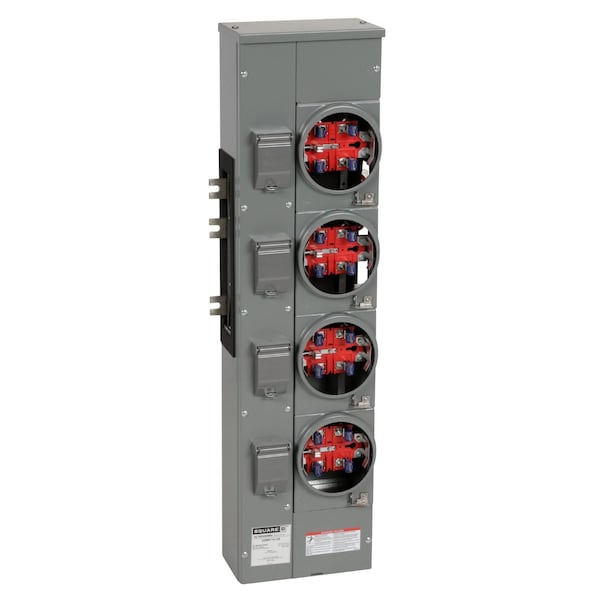 Square D Branch unit, EZ Meter-Pak, 125A, 4 x 5 jaw sockets, 120/240VAC, no bypass, ringless, 800A Al busbar - EZMR114125