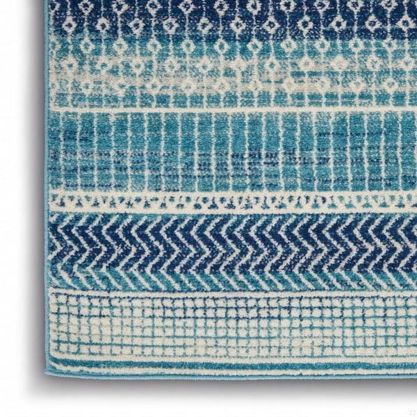 Homeroots 4 x 6 ft. Navy Blue Ornate Stripes Area Rug - 385597