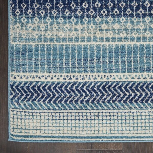 Homeroots 4 x 6 ft. Navy Blue Ornate Stripes Area Rug - 385597
