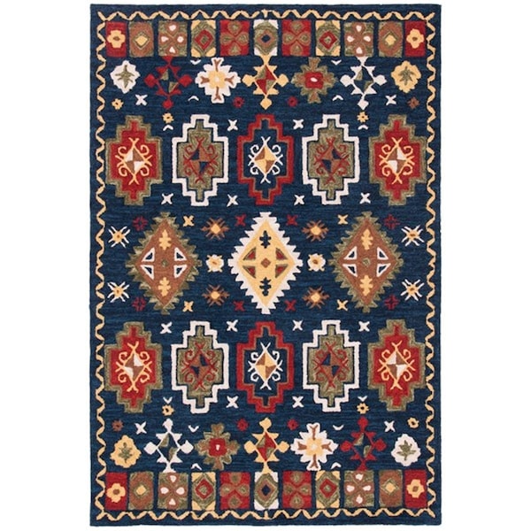 Safavieh 4 x 6 ft. Heritage Bohemian Rectangle Hand Tufted Rug Navy & Red - HG353N-4