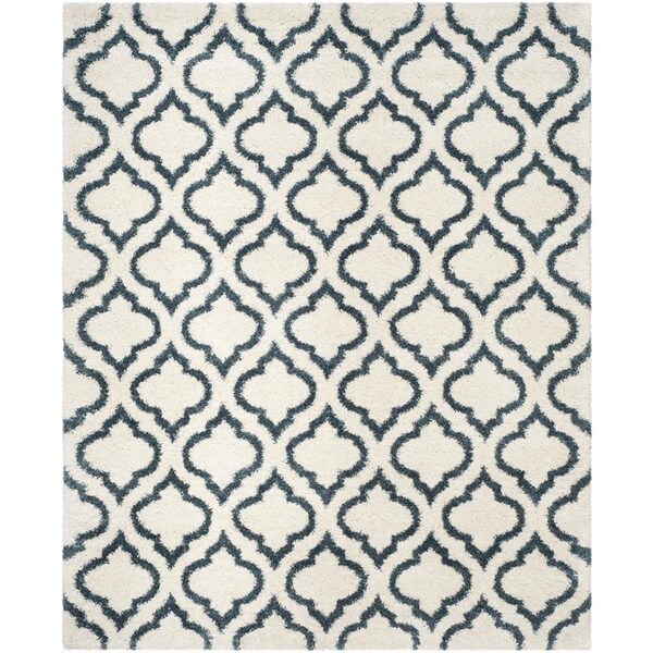 Flowers First 8 x 10 ft. Hudson Shag Power Loomed Rug, Ivory & Slate Blue - Large Rectangle - FL1868183