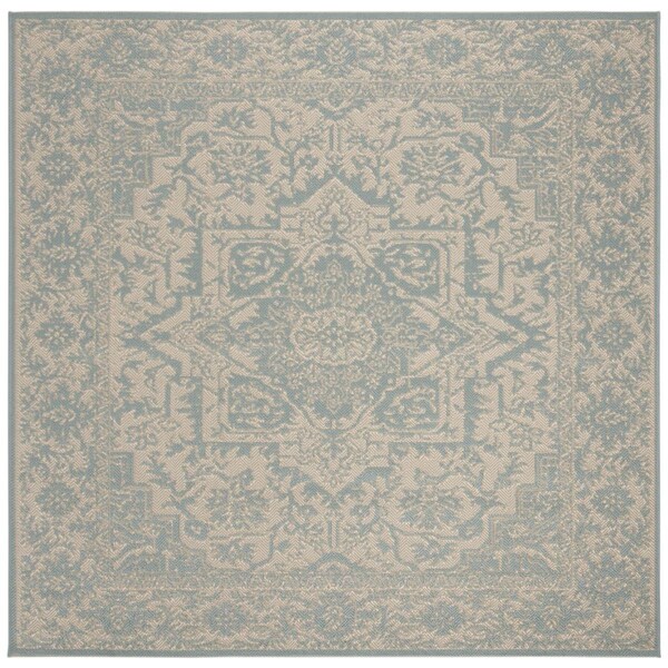 Safavieh 6 ft. 7 in. x 6 ft. 7 in. Linden 100 Global Square Area Rug, Cream and Aqua - LND139L-6SQ