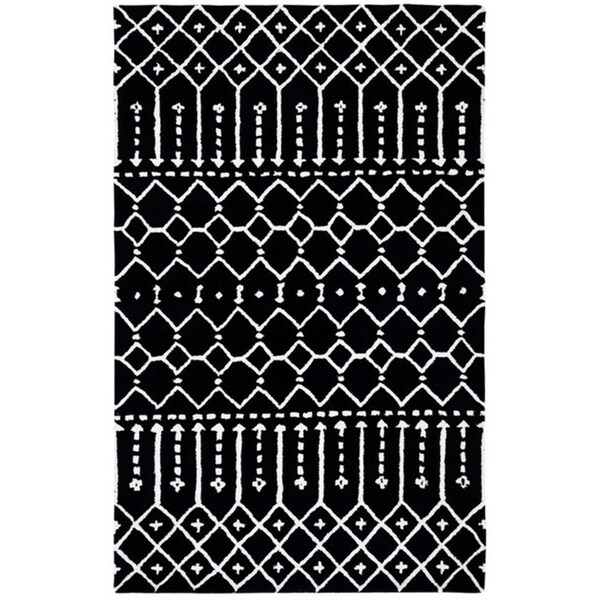 Safavieh 6 x 9 ft. Himalaya Contemporary Rectangle Hand Tufted Rug Black & Ivory - HIM903Z-6