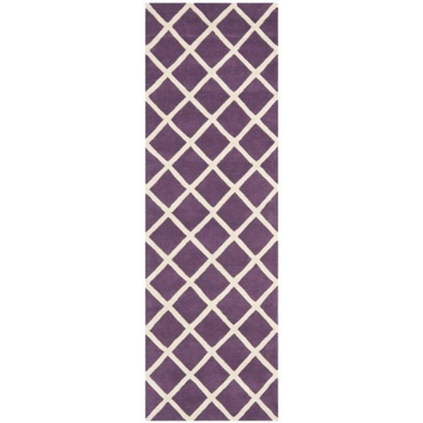 Safavieh Chatham Hand Tufted Small Rectangle Rug- Purple - Ivory- 4 x 6 ft. - CHT718F-4