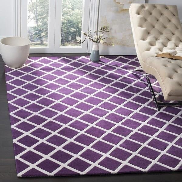 Safavieh Chatham Hand Tufted Small Rectangle Rug- Purple - Ivory- 4 x 6 ft. - CHT718F-4