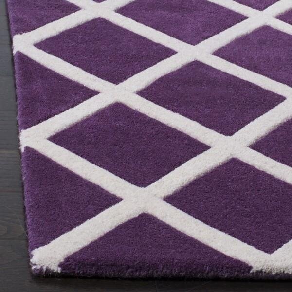 Safavieh Chatham Hand Tufted Small Rectangle Rug- Purple - Ivory- 4 x 6 ft. - CHT718F-4