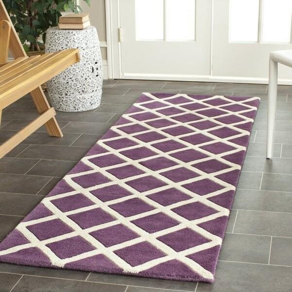 Safavieh Chatham Hand Tufted Small Rectangle Rug- Purple - Ivory- 4 x 6 ft. - CHT718F-4