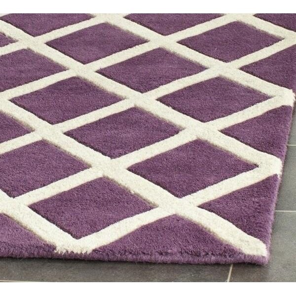 Safavieh Chatham Hand Tufted Small Rectangle Rug- Purple - Ivory- 4 x 6 ft. - CHT718F-4