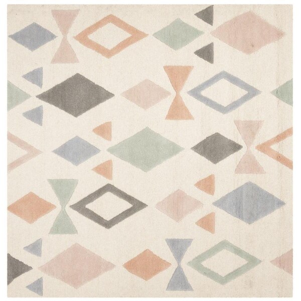 Safavieh Kids Hand Tufted Square Area RugIvory & Multicolor 5 x 5 ft. - SFK901A-5SQ