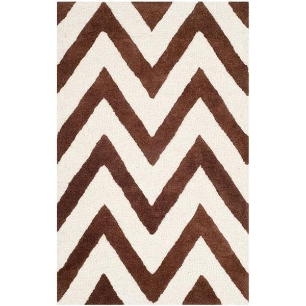 Safavieh Cambridge Hand Tufted Runner Rug- Dark Brown - Ivory- 2 ft. 6 in. x 6 ft. - CAM139H-26