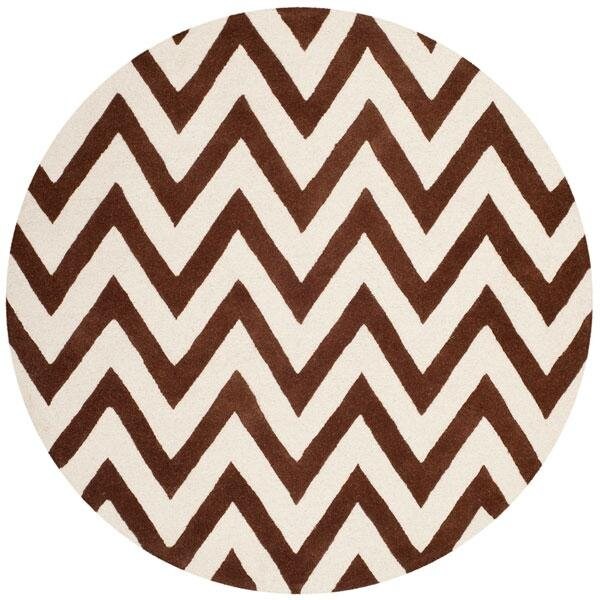 Safavieh Cambridge Hand Tufted Runner Rug- Dark Brown - Ivory- 2 ft. 6 in. x 6 ft. - CAM139H-26