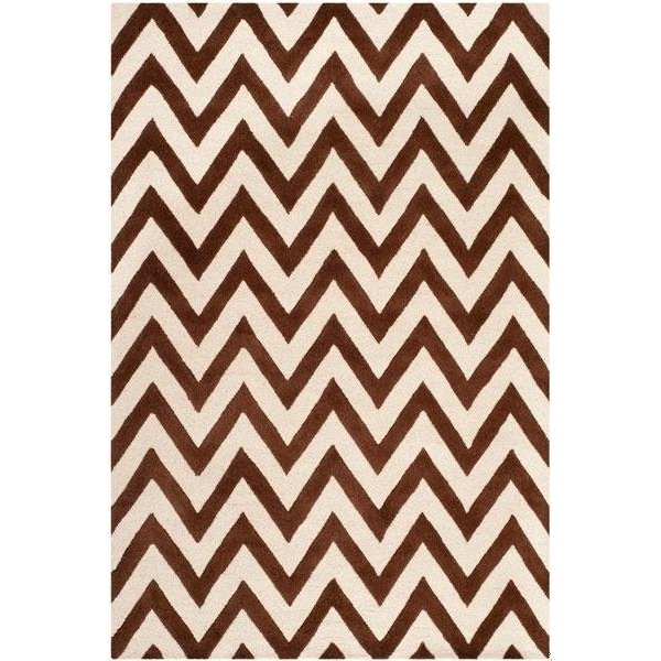 Safavieh Cambridge Hand Tufted Runner Rug- Dark Brown - Ivory- 2 ft. 6 in. x 6 ft. - CAM139H-26