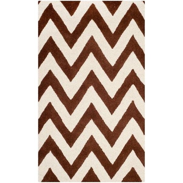 Safavieh Cambridge Hand Tufted Runner Rug- Dark Brown - Ivory- 2 ft. 6 in. x 6 ft. - CAM139H-26