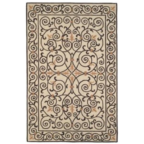 Safavieh 7 ft. - 6 in. x 9 ft. - 6 in. Oval- Transitional Chelsea Ivory And Dark Brown Hand Hooked Rug - HK11H-8OV