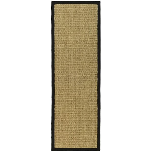 Safavieh Natural Fiber Power Loomed Runner Rug- Natural - Black- 2 ft. 6 in. x 20 ft. - NF114C-220