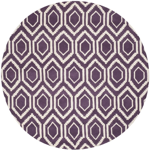 Safavieh 7 x 7 ft. Chatham Hand Tufted Round Area RugPurple & Ivory - CHT731F-7R