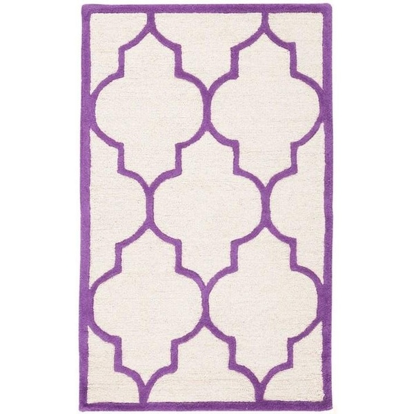 Safavieh Cambridge Hand Tufted Rectangle RugIvory & Purple 4 x 6 ft. - CAM134V-4