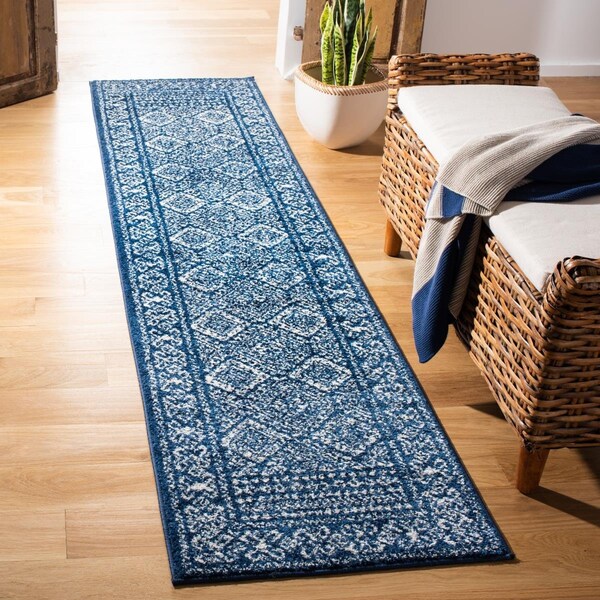 Safavieh 2 x 8 ft. Tulum Rectangle Power Loomed Area RugNavy & Ivory - TUL264N-28