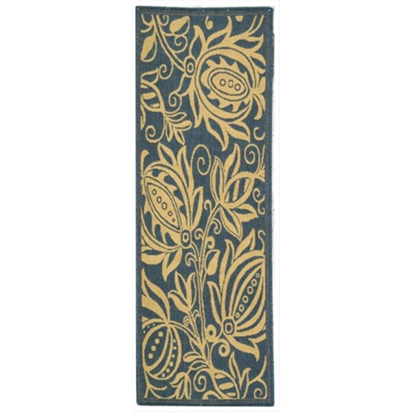 Safavieh 2 Ft. -4 In. X 6 Ft. -7 In. Runner Indoor-Outdoor Courtyard- Blue And Natural- Machine Made Rug - CY2961-3103-27