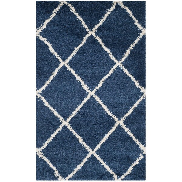 Safavieh Hudson Shag Power Loomed Rectangle RugNavy & Ivory 9 x 12 ft. - SGH281C-9