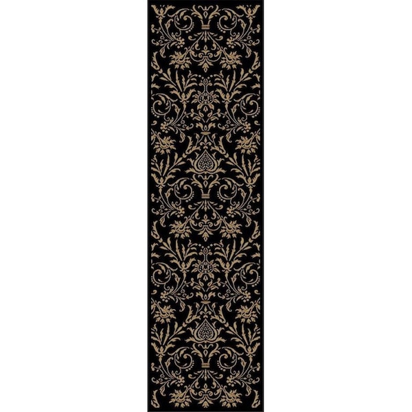Concord Global Trading Runner Rug, 2 ft. 3 in. x 7 ft. 7 in. Jewel Damask - Black - 49432