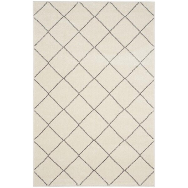 Flowers First 4 x 6 ft. Tunisia Power Loomed Area Rug, Ivory & Light Grey - Small Rectangle - FL2149491