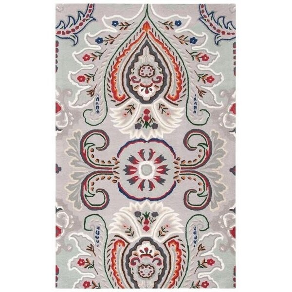 Safavieh 5 x 5 ft. Bella Square Wool Hand Tufted Rug Grey & Red - BEL118F-5SQ