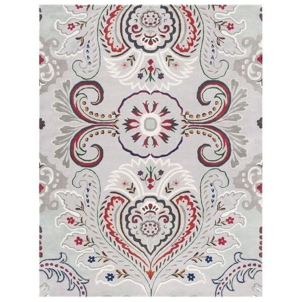 Safavieh 5 x 5 ft. Bella Square Wool Hand Tufted Rug Grey & Red - BEL118F-5SQ