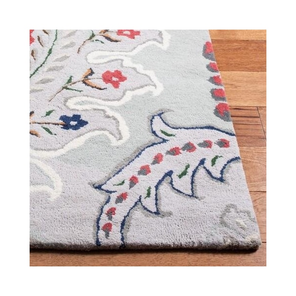 Safavieh 5 x 5 ft. Bella Square Wool Hand Tufted Rug Grey & Red - BEL118F-5SQ