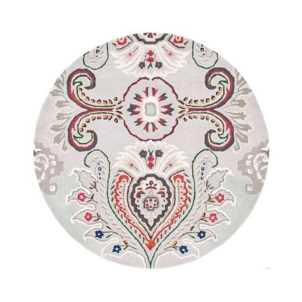 Safavieh 5 x 5 ft. Bella Square Wool Hand Tufted Rug Grey & Red - BEL118F-5SQ