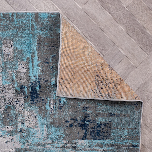 World Rug Gallery Bari Contemporary Abstract Art Area Rug 2'x3' Blue - 4055BLUE2X3