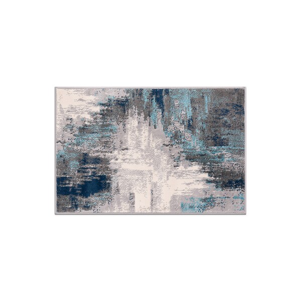 World Rug Gallery Bari Contemporary Abstract Art Area Rug 2'x3' Blue - 4055BLUE2X3