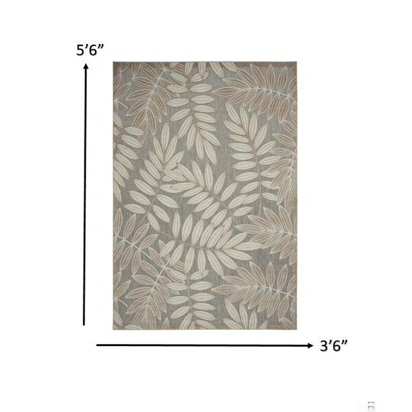 Homeroots 4 x 6 ft. Natural Leaves Indoor & Outdoor Area Rug - 384954