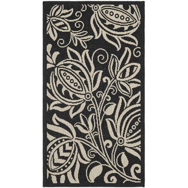 Safavieh 2 Ft. X 3 Ft. -7 In. Accent Indoor-Outdoor Courtyard- Black And Sand- Machine Made Rug - CY2961-3908-2