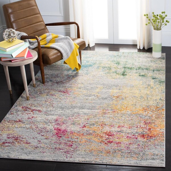 Safavieh Madison Power Loomed Square Area RugGrey & Gold 5 x 5 ft. - MAD440F-5SQ