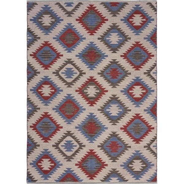 Homeroots 3 x 5 ft. Red & Blue Geometric Diamonds Area Rug - 395476