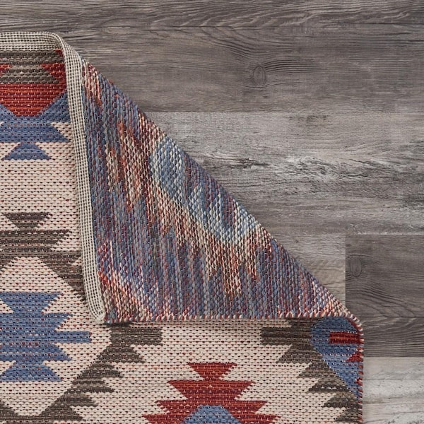 Homeroots 3 x 5 ft. Red & Blue Geometric Diamonds Area Rug - 395476