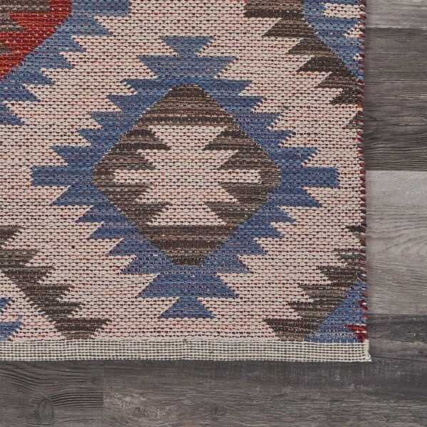 Homeroots 3 x 5 ft. Red & Blue Geometric Diamonds Area Rug - 395476