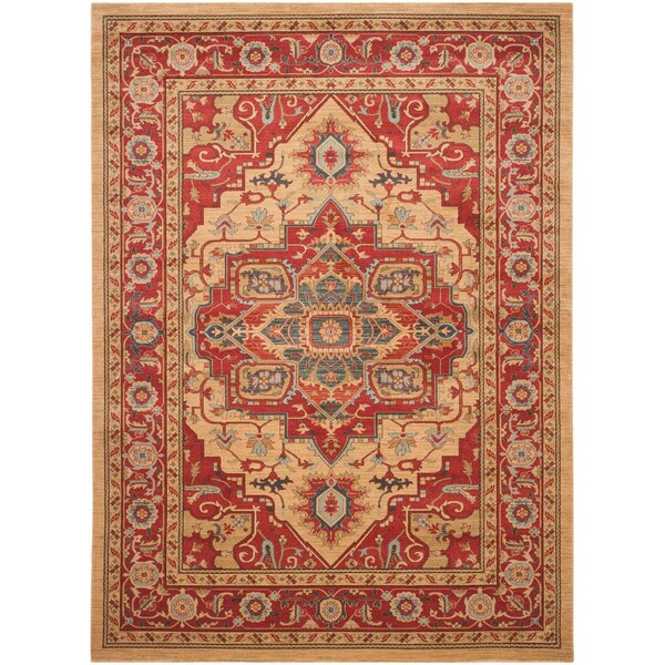 Safavieh 2 ft. 2 in. x 14 ft. Mahal Power Loomed Area Rug, Red and Natural - MAH698A-214