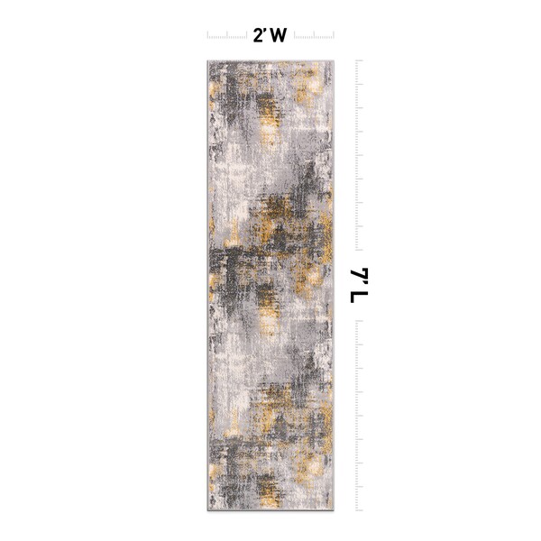 World Rug Gallery Dublin Contemporary Abstract Runner Rug 2'x7' Yellow - 4053YELLOW2X7