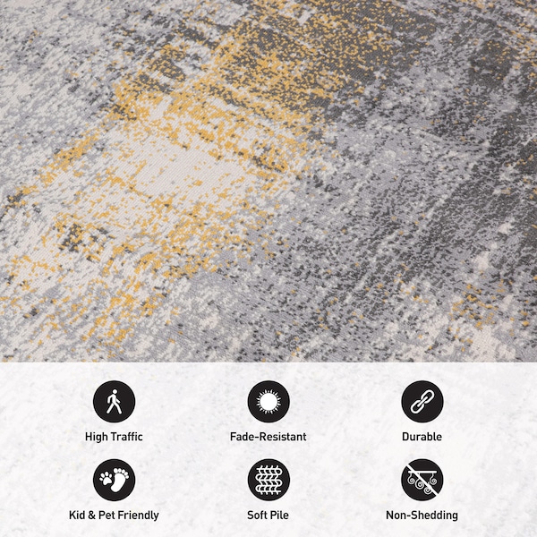 World Rug Gallery Dublin Contemporary Abstract Runner Rug 2'x7' Yellow - 4053YELLOW2X7