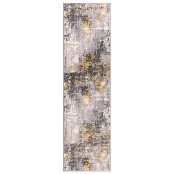World Rug Gallery Dublin Contemporary Abstract Runner Rug 2'x7' Yellow - 4053YELLOW2X7