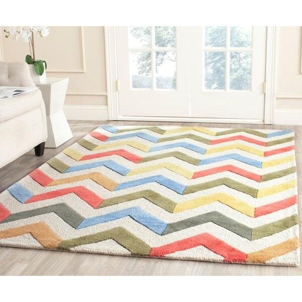 Safavieh Cambridge Hand Tufted Small Rectangle Rug- IVORY - MULTI- 3 x 5 ft. - CAM580D-3