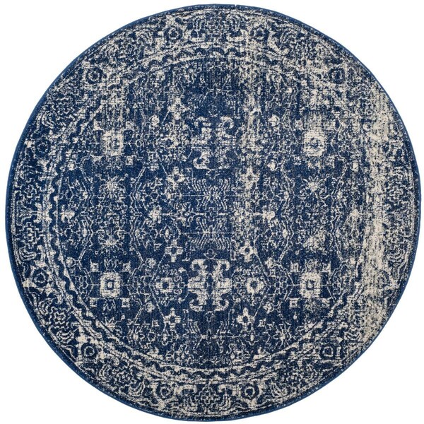 Safavieh Evoke Power Loomed Round Area Rug, Navy and Ivory - 3 x 3 ft. - EVK270A-3R
