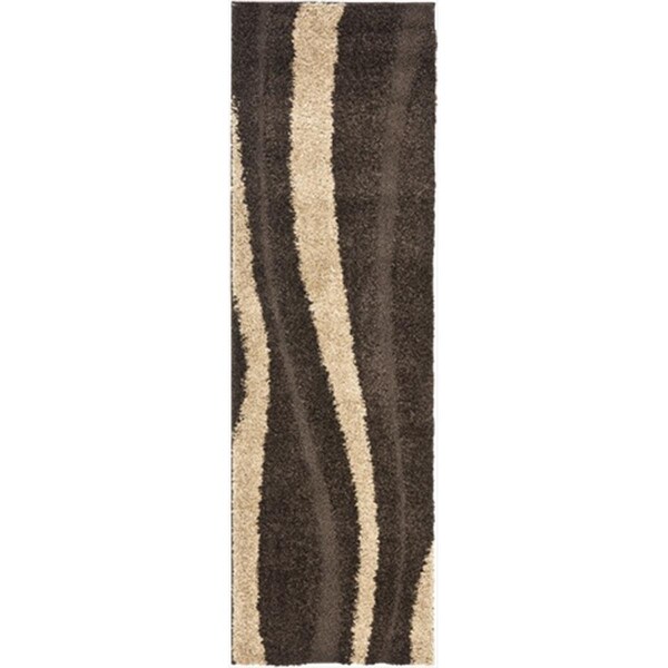Safavieh 2 ft. 3 in. x 7 ft. Runner Dark Brown and Beige Florida Shag Rug - SG451-2813-27
