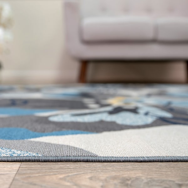 World Rug Gallery Modern Bright Flowers Non-Slip Area Rug 2' x 3' Gray - 505GRAY2X3