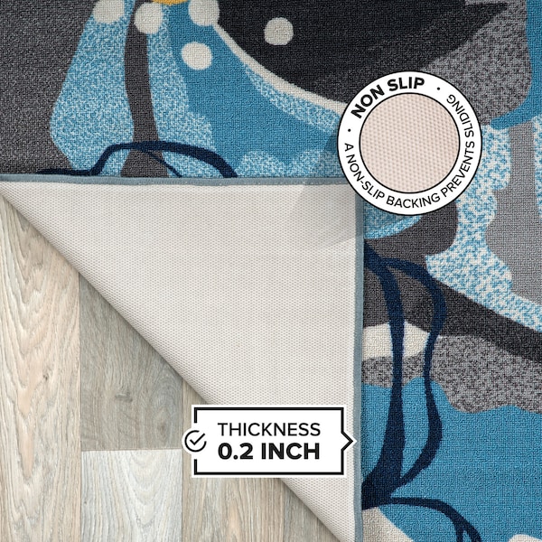 World Rug Gallery Modern Bright Flowers Non-Slip Area Rug 2' x 3' Gray - 505GRAY2X3
