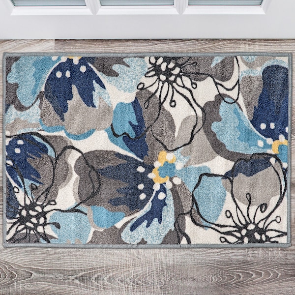 World Rug Gallery Modern Bright Flowers Non-Slip Area Rug 2' x 3' Gray - 505GRAY2X3